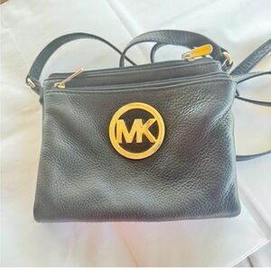 Michael Kors Black Crossbody Bag with Gold Logo